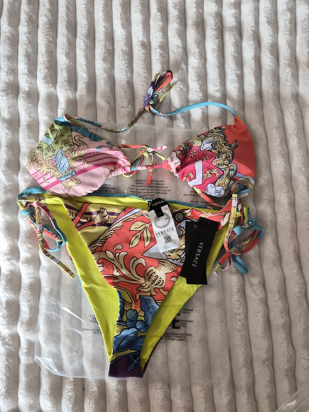 Versace Multicolor Baroque Print Bikini